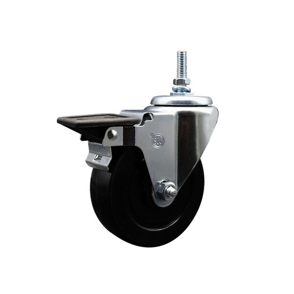35 Inch Soft Rubber 38 Inch Threaded Stem Caster with Brake